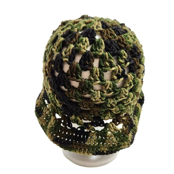 Bucket Hat granny handknit colorful camo earthy - Picture 2 of 8